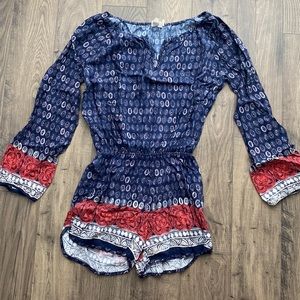 Patterned Long Sleeve Romper